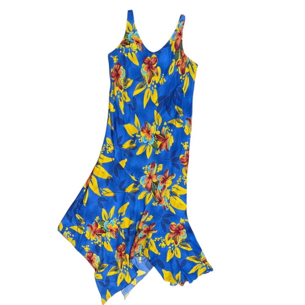 90s Jams World Beach Handkerchief Hem Midi Dress